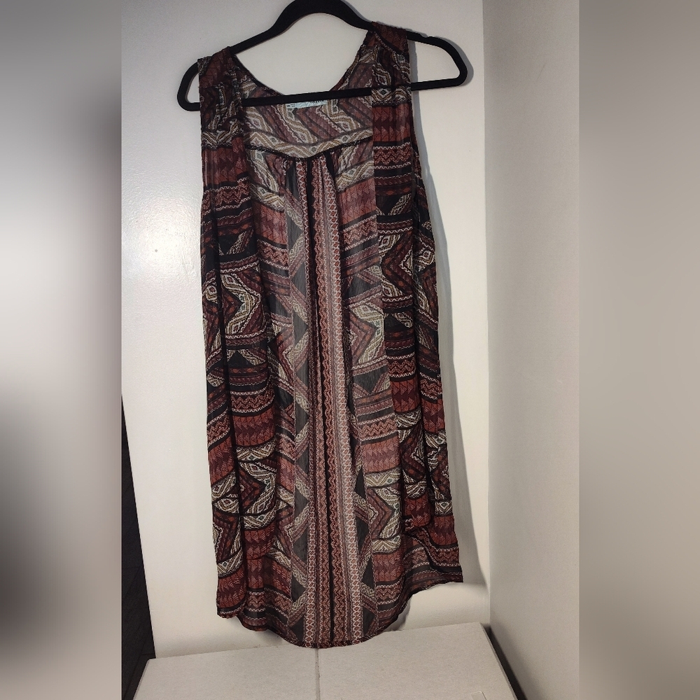 Maurices Rust Black and Cream Geometric Kimono #4